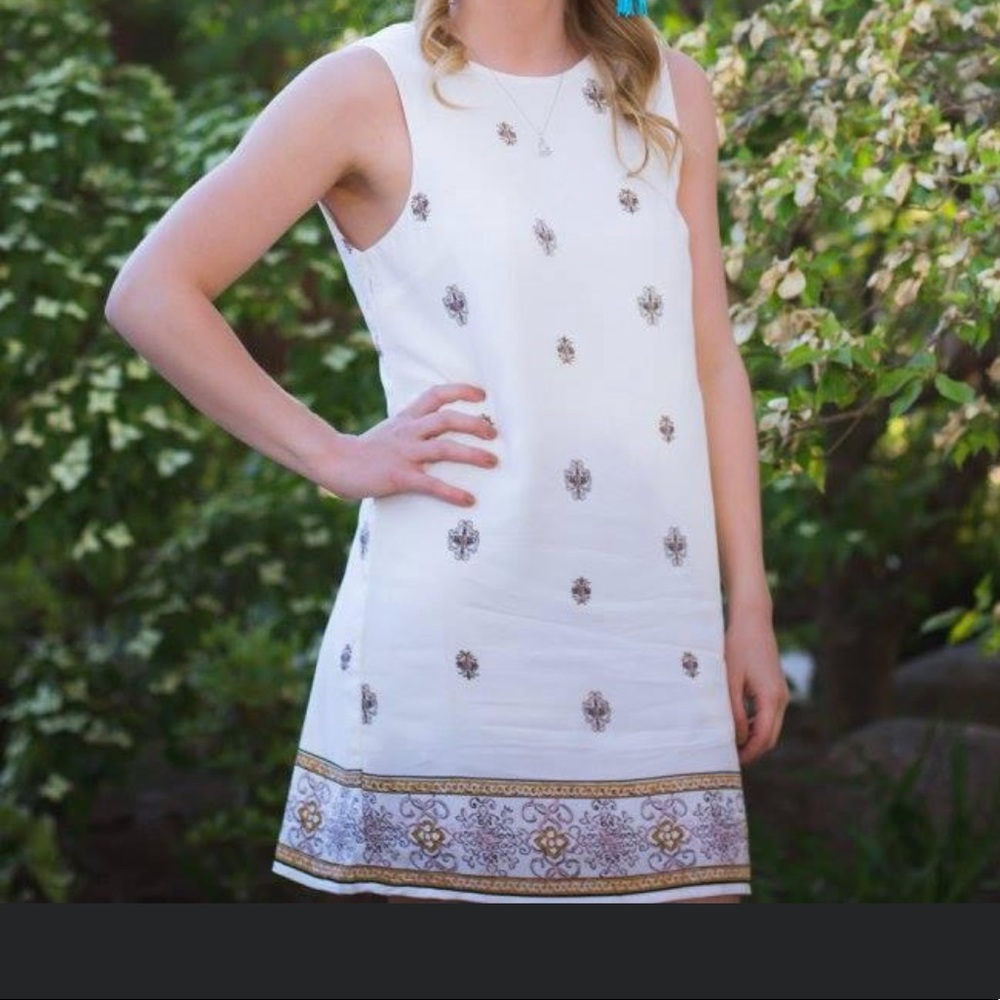 White & Gold Pattern Dress